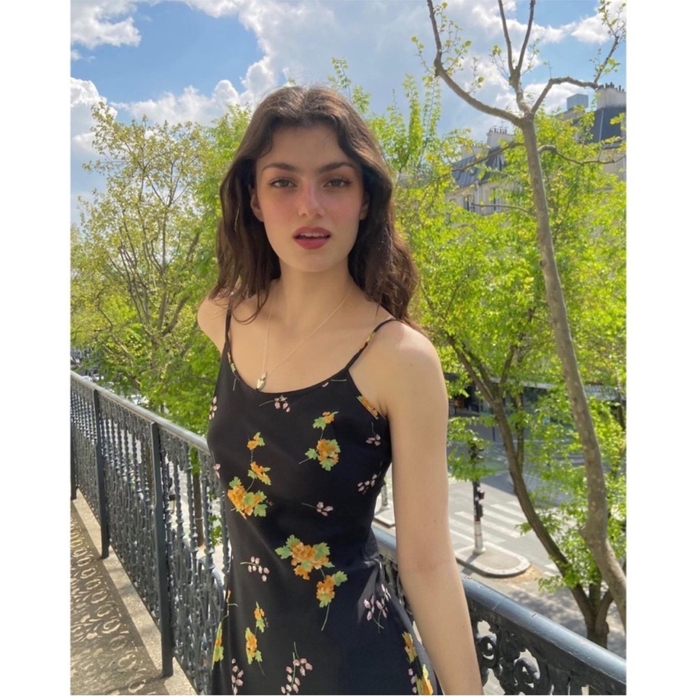 Réalisation Par Phoebe Slip Dress Floral Black Silk Maxi Blossom S EUC - Picture 10 of 11